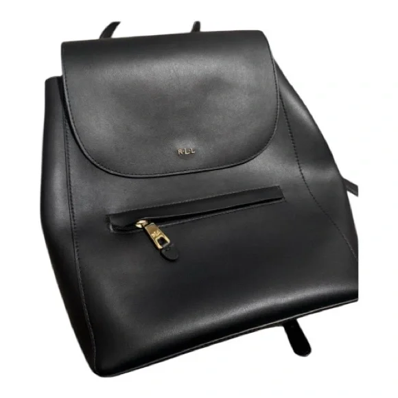 Lauren Ralph Lauren Dryden Ellen Black Leather Backpack - Picture 9 of 10
